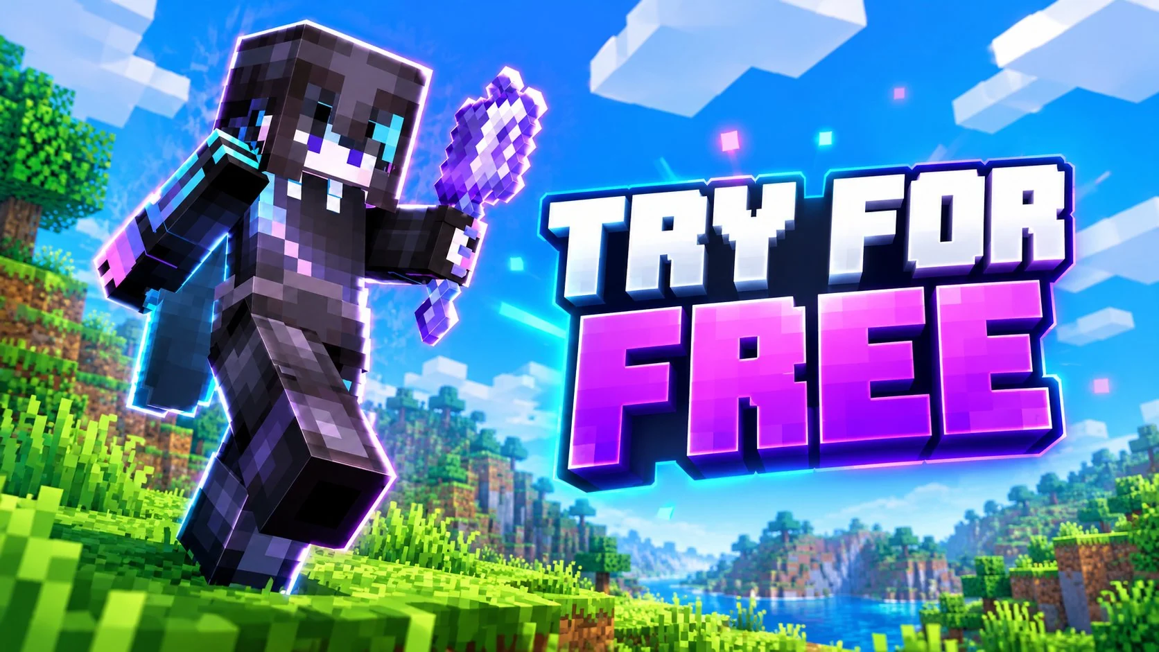 Try FSD Studio for free — Mr FSD's Minecraft character in a Minecraft world